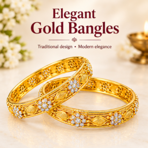 Traditional Floral Gold Bangles – Premium Designer Pair